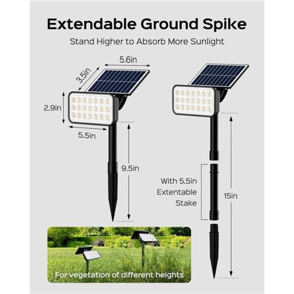 Solar Spotlights 84 LED Outdoor Garden Yard Lawn Pathway Waterproof Adjustable 4 - Picture 6 of 7